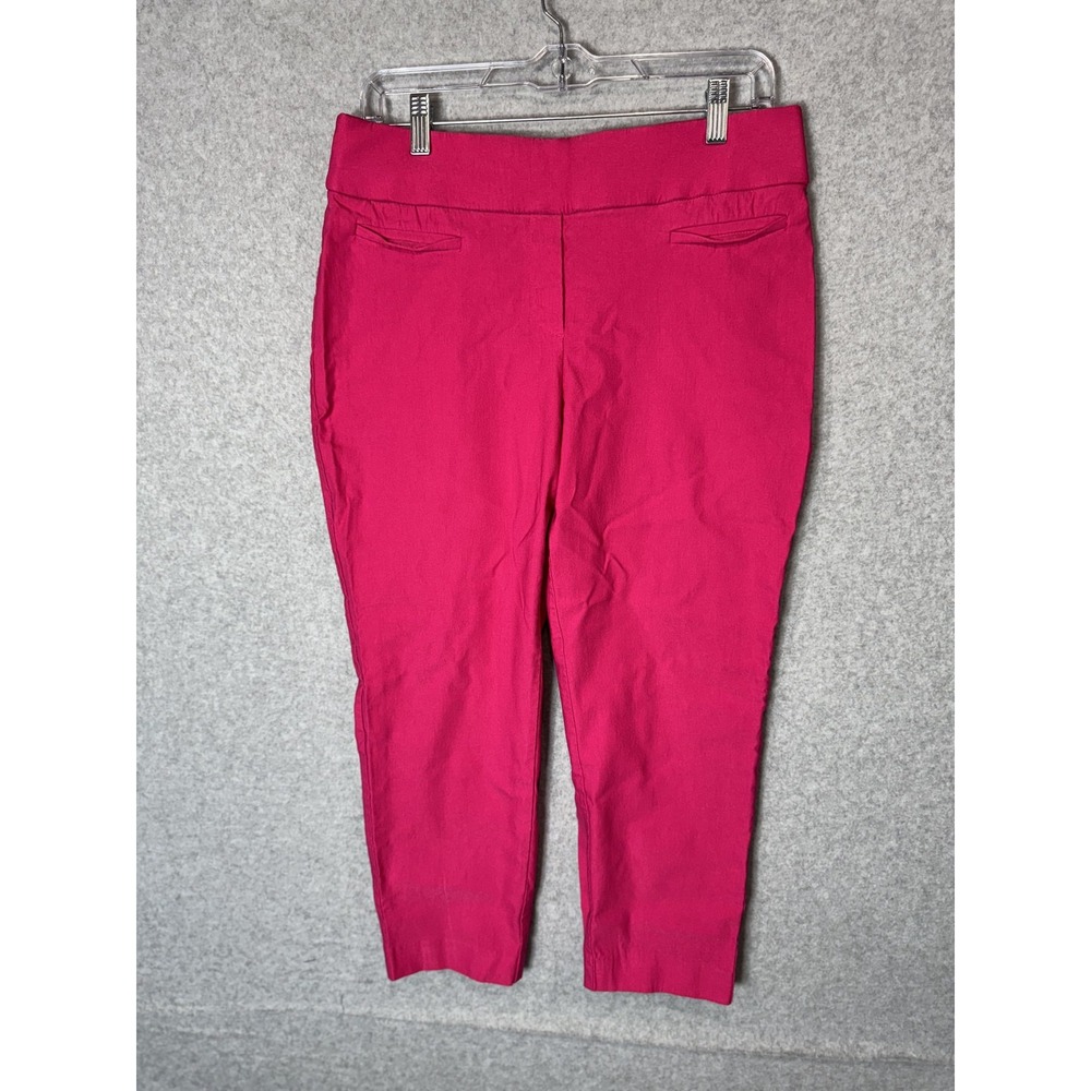 APT 9 Brynn Pants Womens 14 Pink Cropped Stretch Dress Slim Ankle Capri Trousers